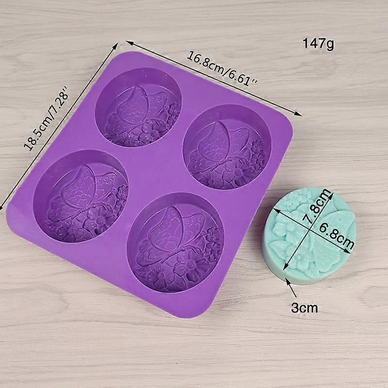 4 芯慕斯模具椭圆形蝴蝶花形家用肥皂模具巧克力模具 DIY 托盘形状模具硅胶派对制造商 E7CB