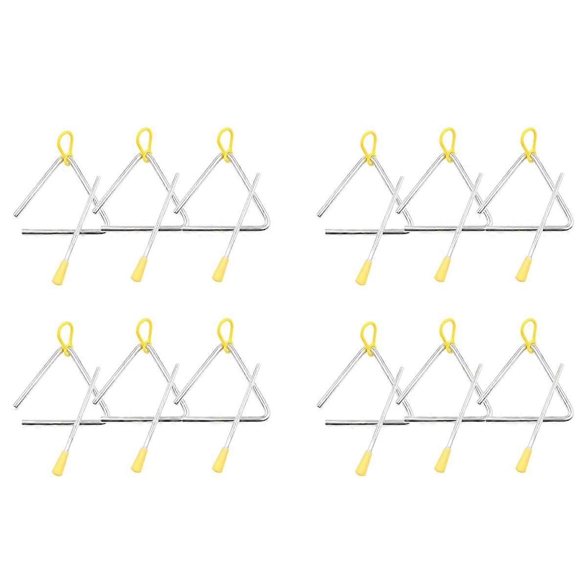 Music Triangle Instrument Set, Hand Percussion Triangle Children Musical Instrument with 12 Pack Tri