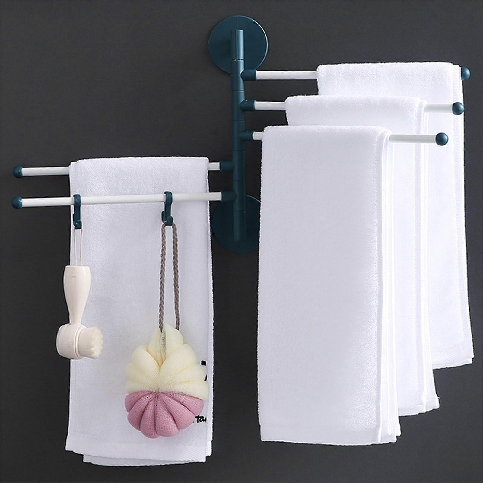 Towel Rail Bathroom Swivelling 5 Arms Wall Mounted 180° Rotation AntiFall White 25x32cm