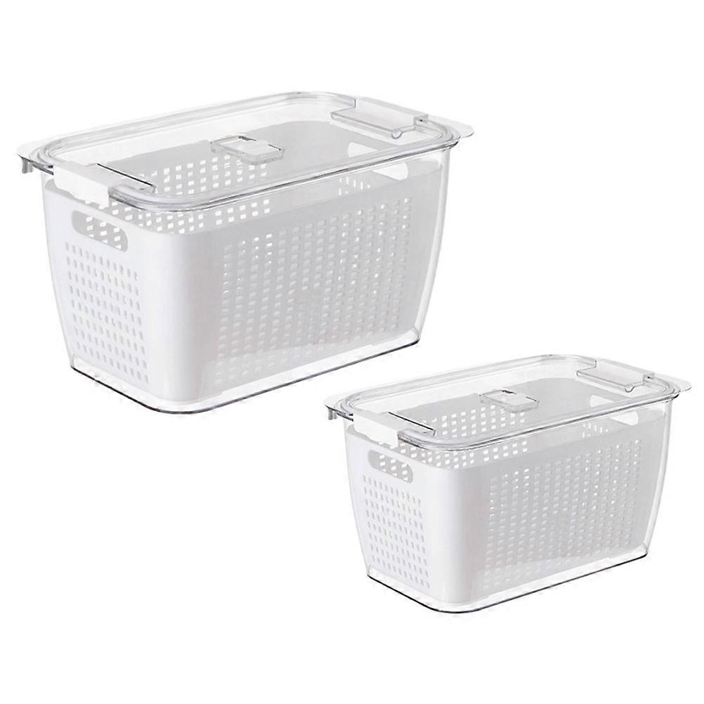 White PET Vegetable Colander with Double Layer Drain for Home Fruit Storage and Kitchen Organization