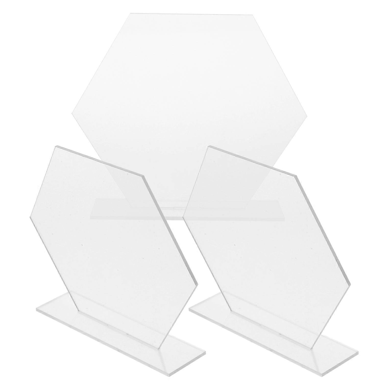 3 Sets Acrylic Hexagonal Table Number Signs with Stand – Blank Place Cards for Wedding Reception, Party & Event Guest Name Display