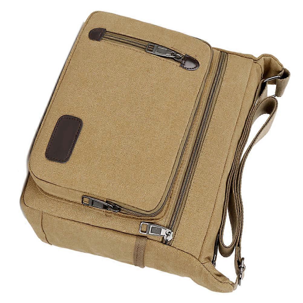 Messenger Bag Canvas Shoulder Crossbody Bag for Men 1 Piece Khaki Brown