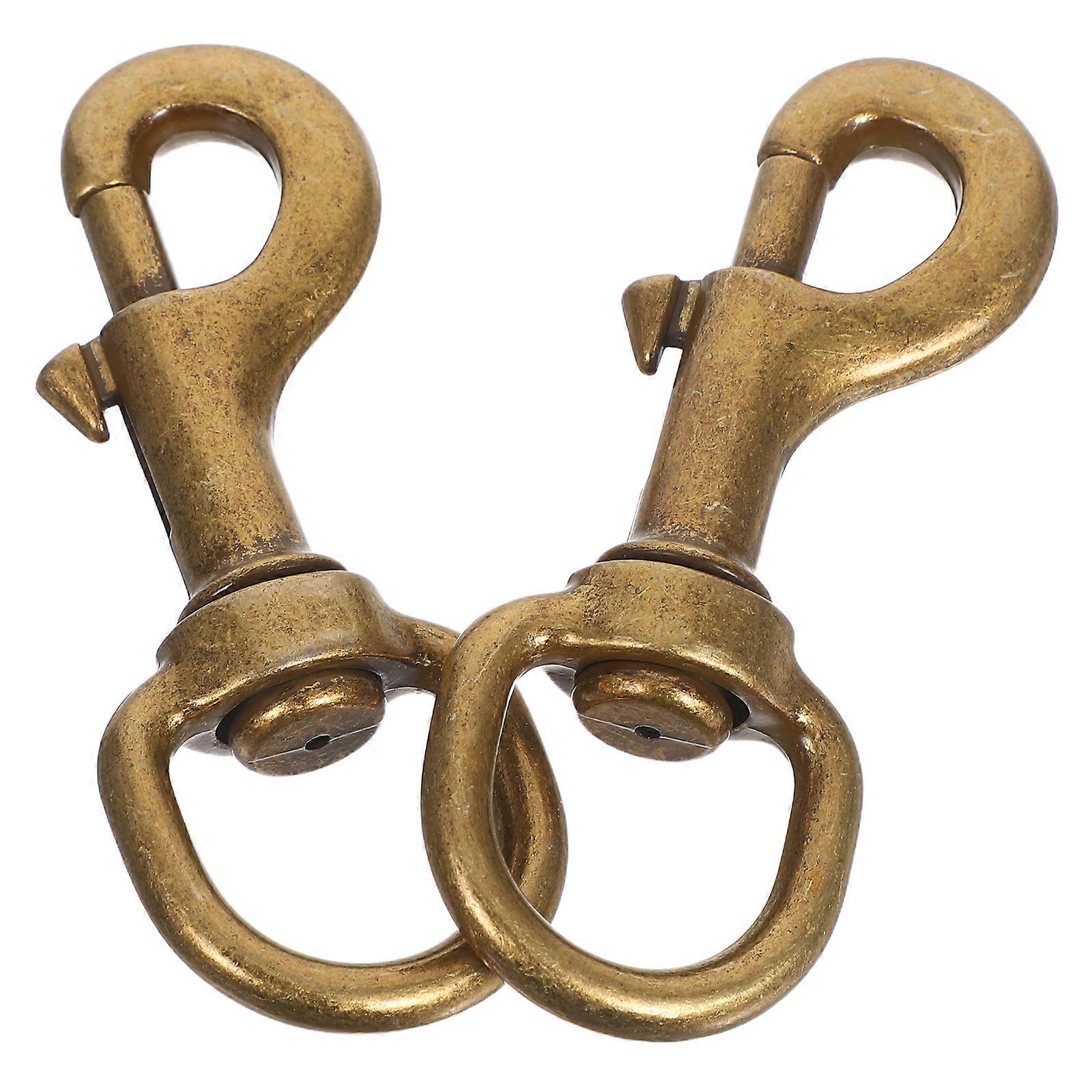 2pcs Pet Collar Spring Hooks with Swivel Joints for Traction Rope Alloy Buckle Harness Accessories for Dogs Cats Bronze