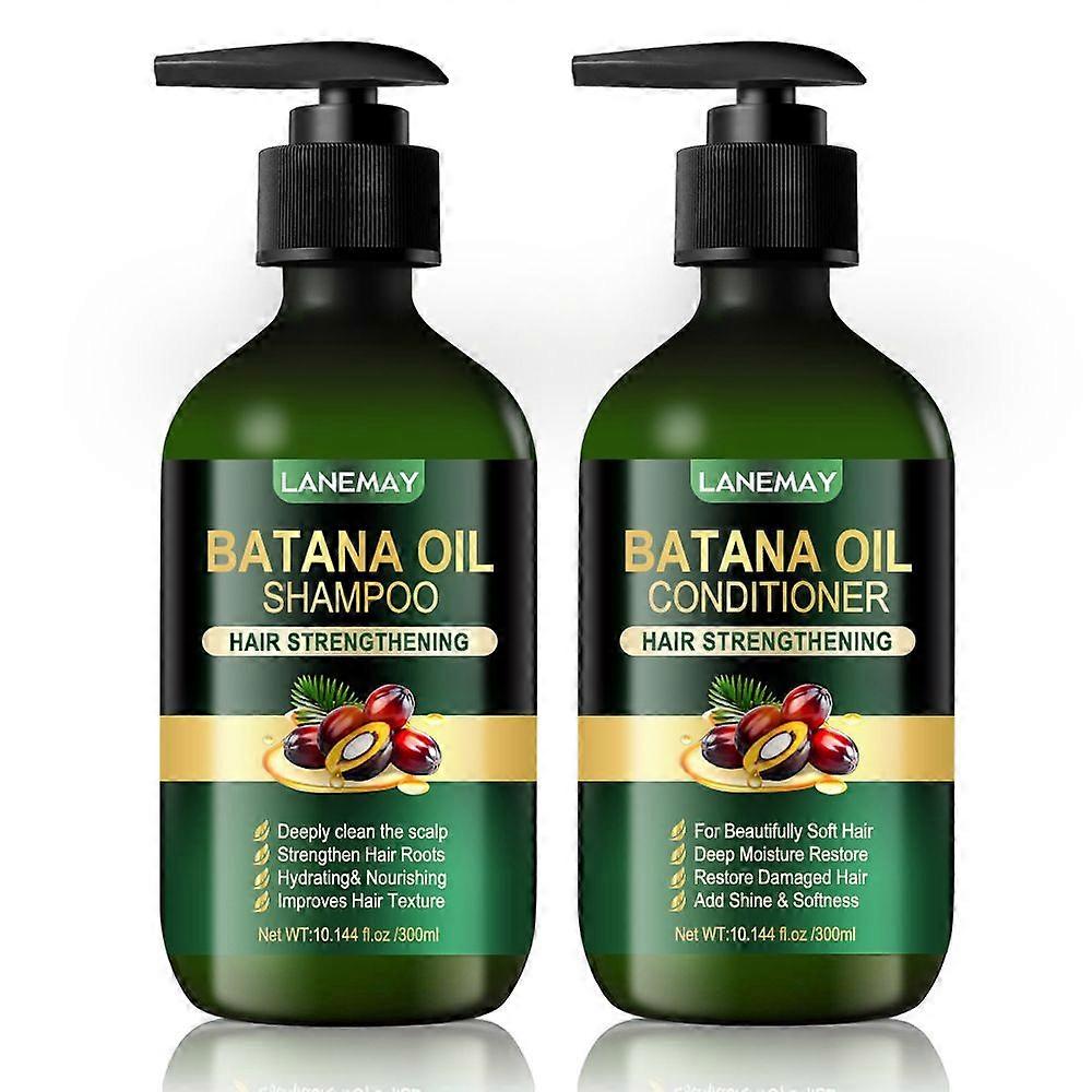 Shampooing et après-shampooing à l’huile de Batana pour les cheveux clairsemés et la perte de cheveux, Huile de Batana pour la croissance des cheveux, le renforcement des cheveux, l’hydratation et la nutrition, 300ML*2