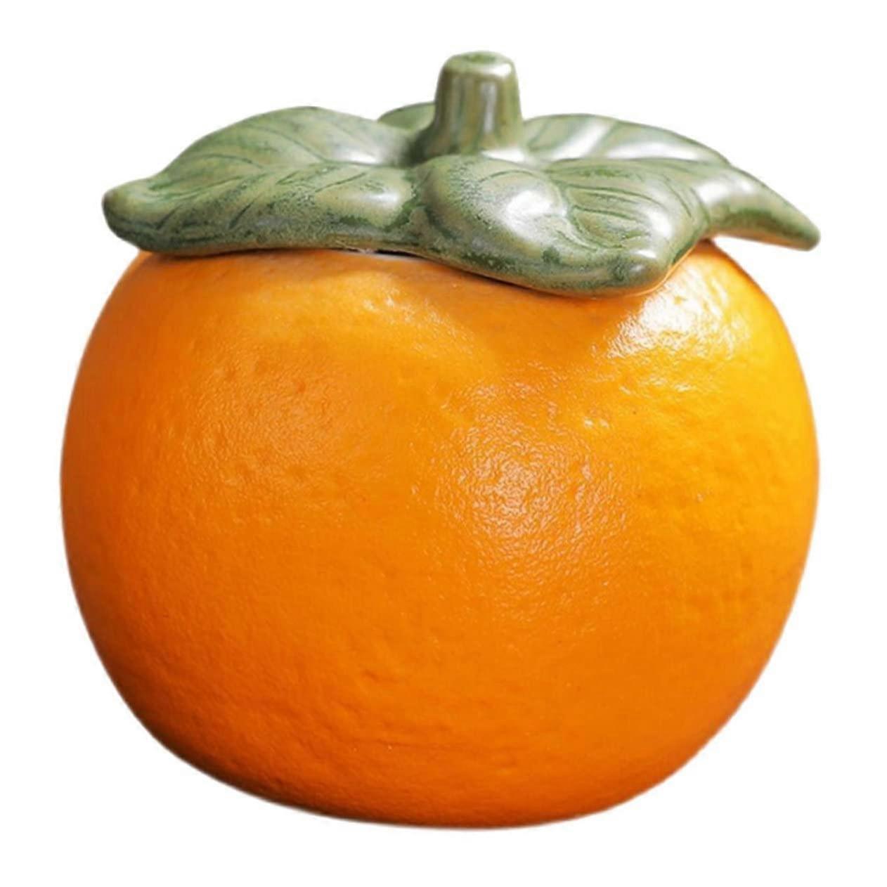 Ceramic Orange Shaped Mini Tea Storage Container, Food Safe Decorative Jar for Tea, Candy, and Grains, Durable Ceramic Design