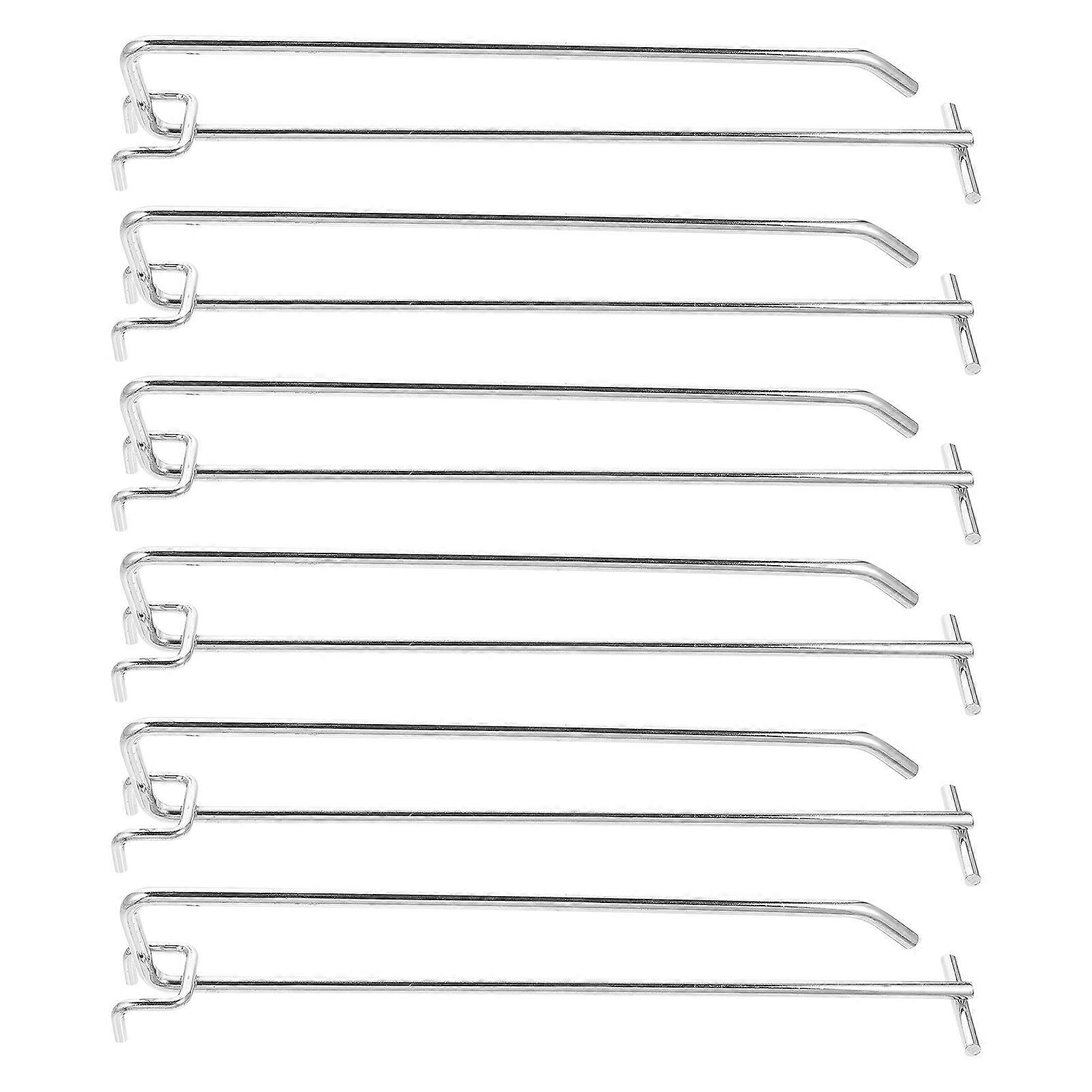 Pegboard Hooks for Storage Use Strong Iron Material Silver Color 6 Pieces