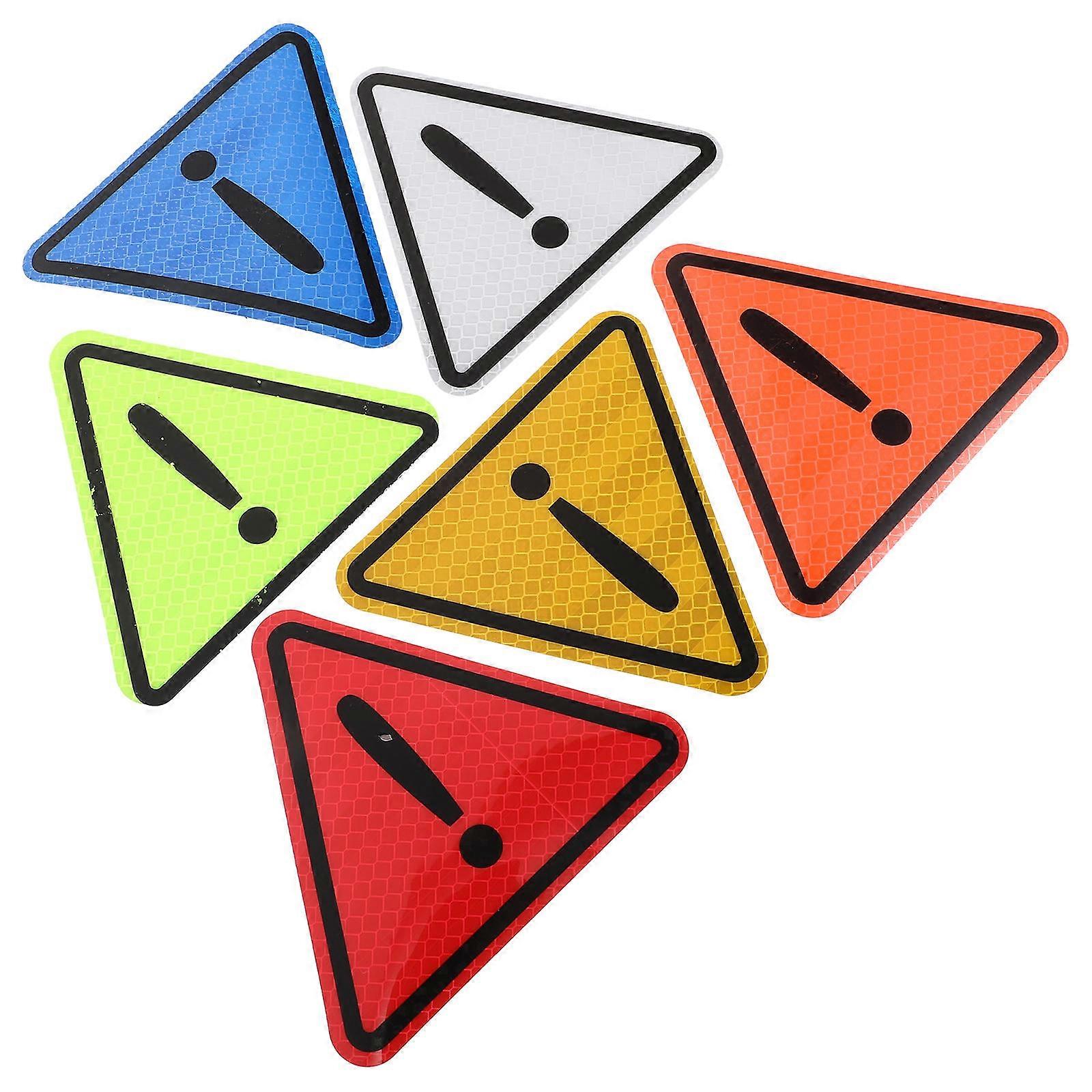 1 Set Reflective Car Stickers for Warning Safety Signs Triangular Danger Stickers Assorted Color