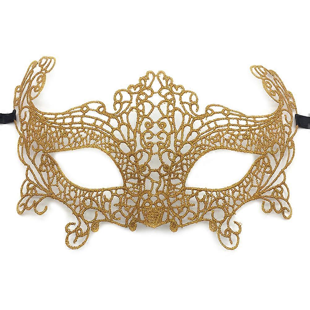 Mysterious Lace Masks Elegant Face Mask For Adults Prom Masquerade Ball Halloween Golden 1Set