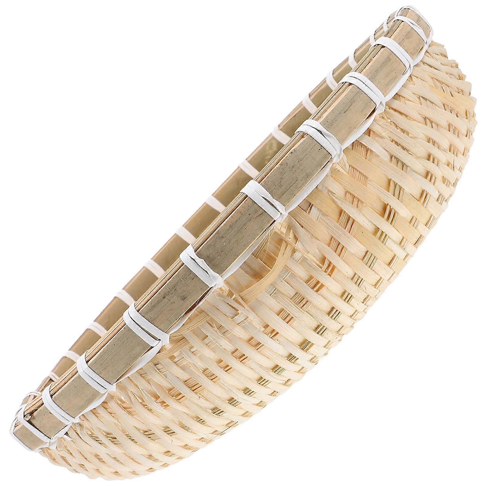 Handwoven Bamboo Storage Basket for Kitchen with Drainage Holes Multi 7.5 x 11.5 x 6 inches