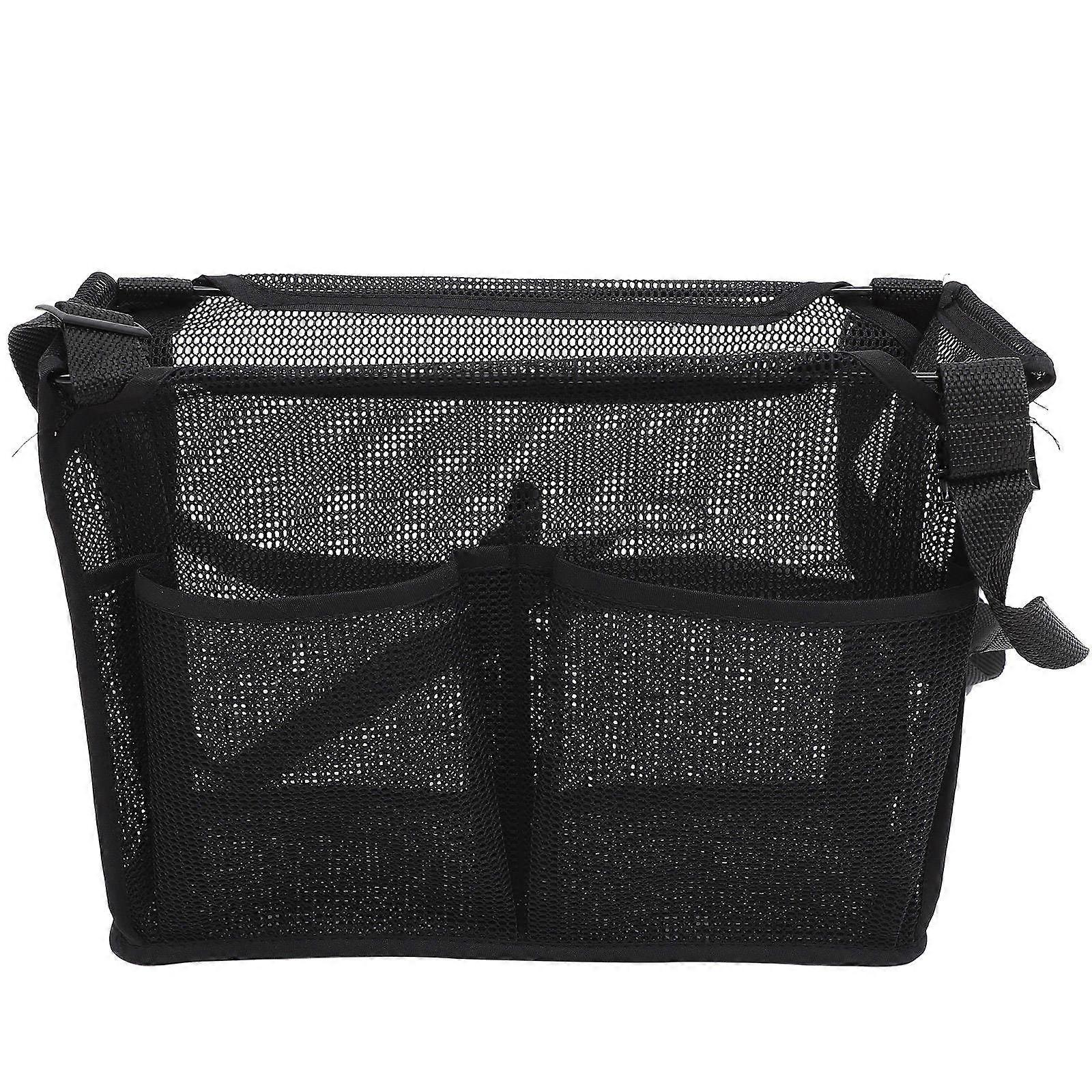 It looks like you're referring to a product listing for a **hanging bathroom storage organizer**, likely made of **mesh material** with **hooks** for