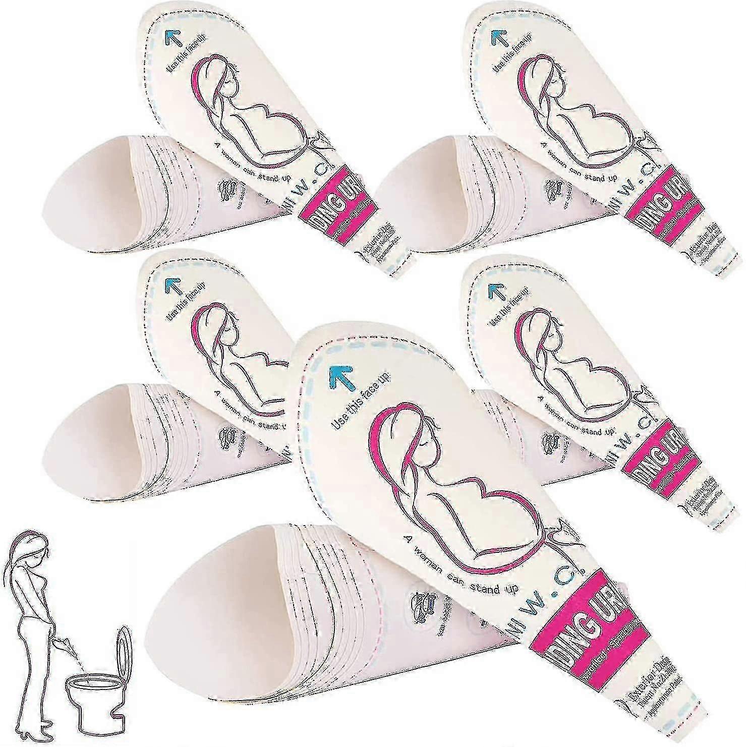 Dispozitiv de urinare feminină - Pâlnie de pipi de 50 de numere pentru femei - pâlnii portabile și de călătorie în 5 pachete