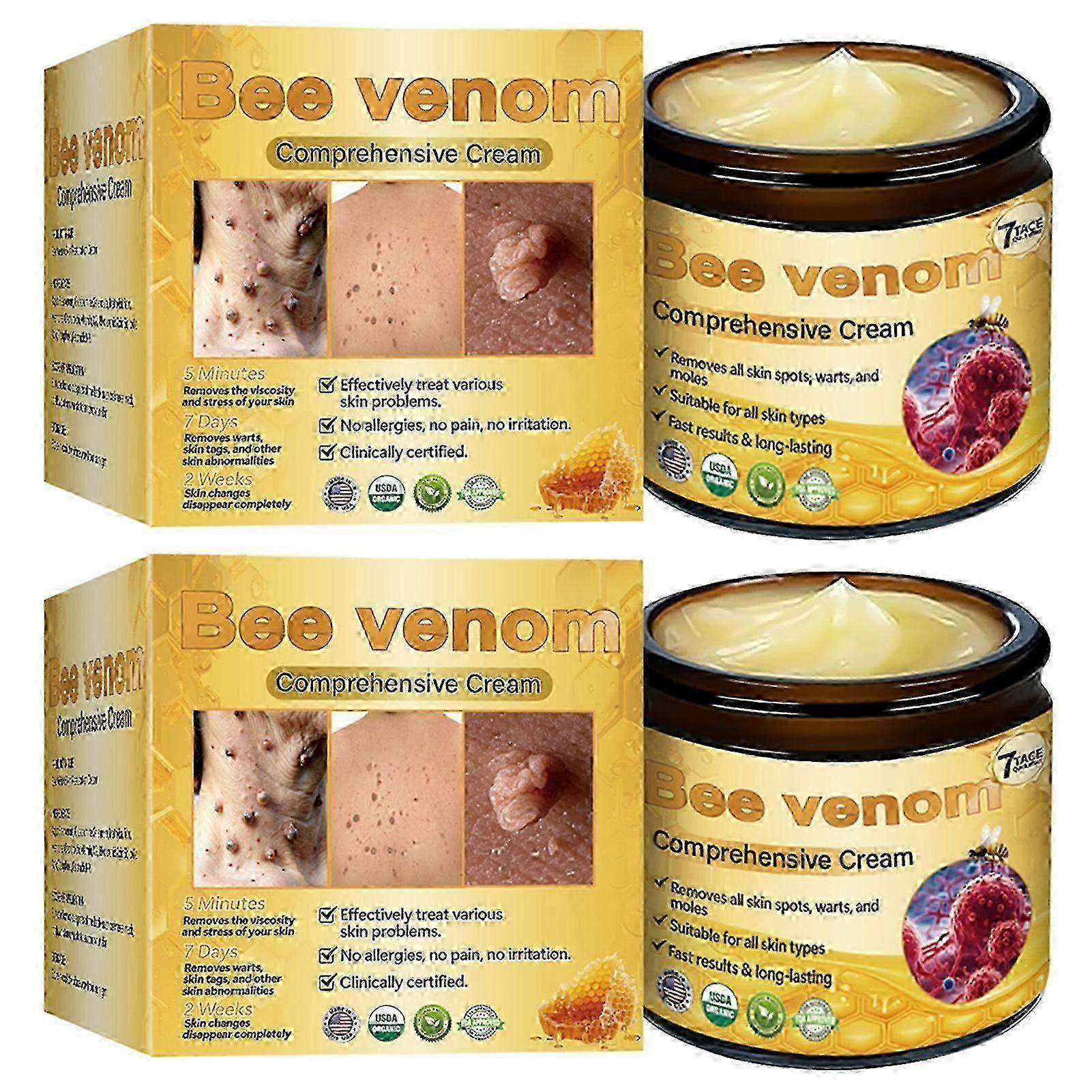 1-3X كريم شامل من Bee Venom ، مصل سريع الامتصاص وفعال قوي مضاد للثآليل لمزيل شامات الوجه والجسم HY