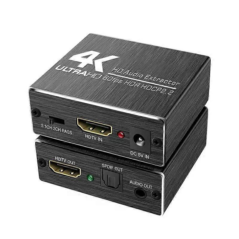 4K 60Hz Optical TOSLINK SPDIF 35mm Stereo Audio HDMI-Compatible Extractor Converter Audio Splitter Adapter HDR