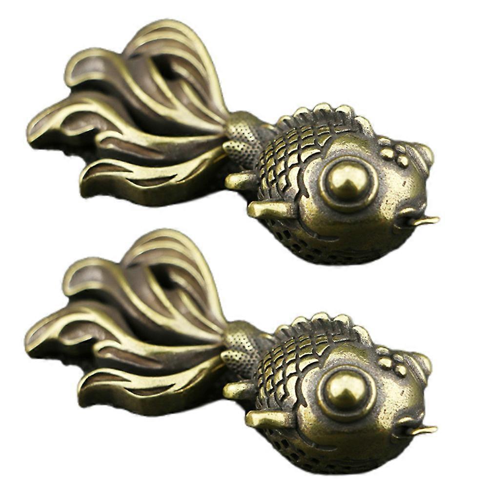 Golden Goldfish Key Ring Ornament for DIY Hanging 2Pcs Brass Craft