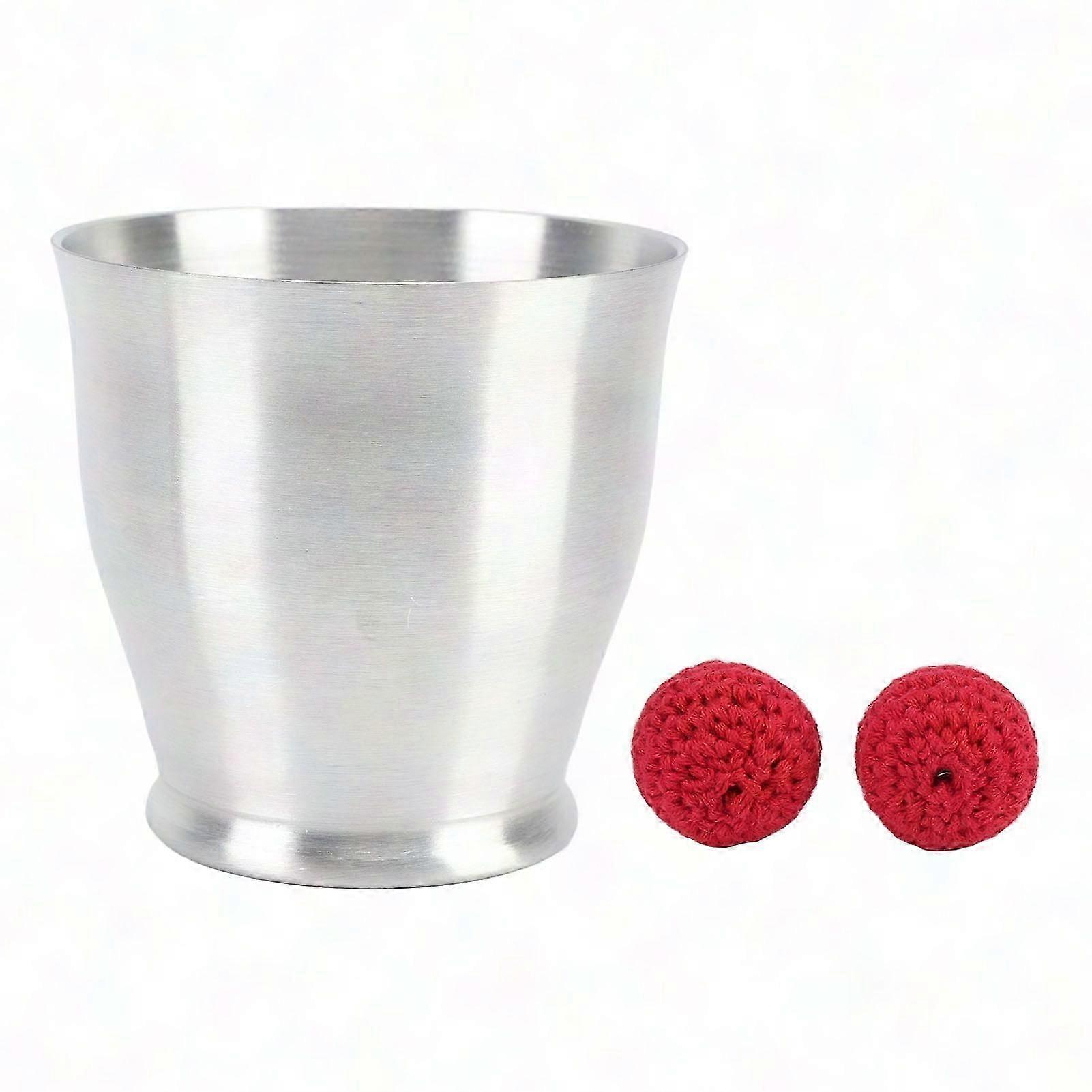 Magnetic Magic Cup Red Balls Set - Aluminum Chop Cup for Stage Magic Tricks & Performance Props