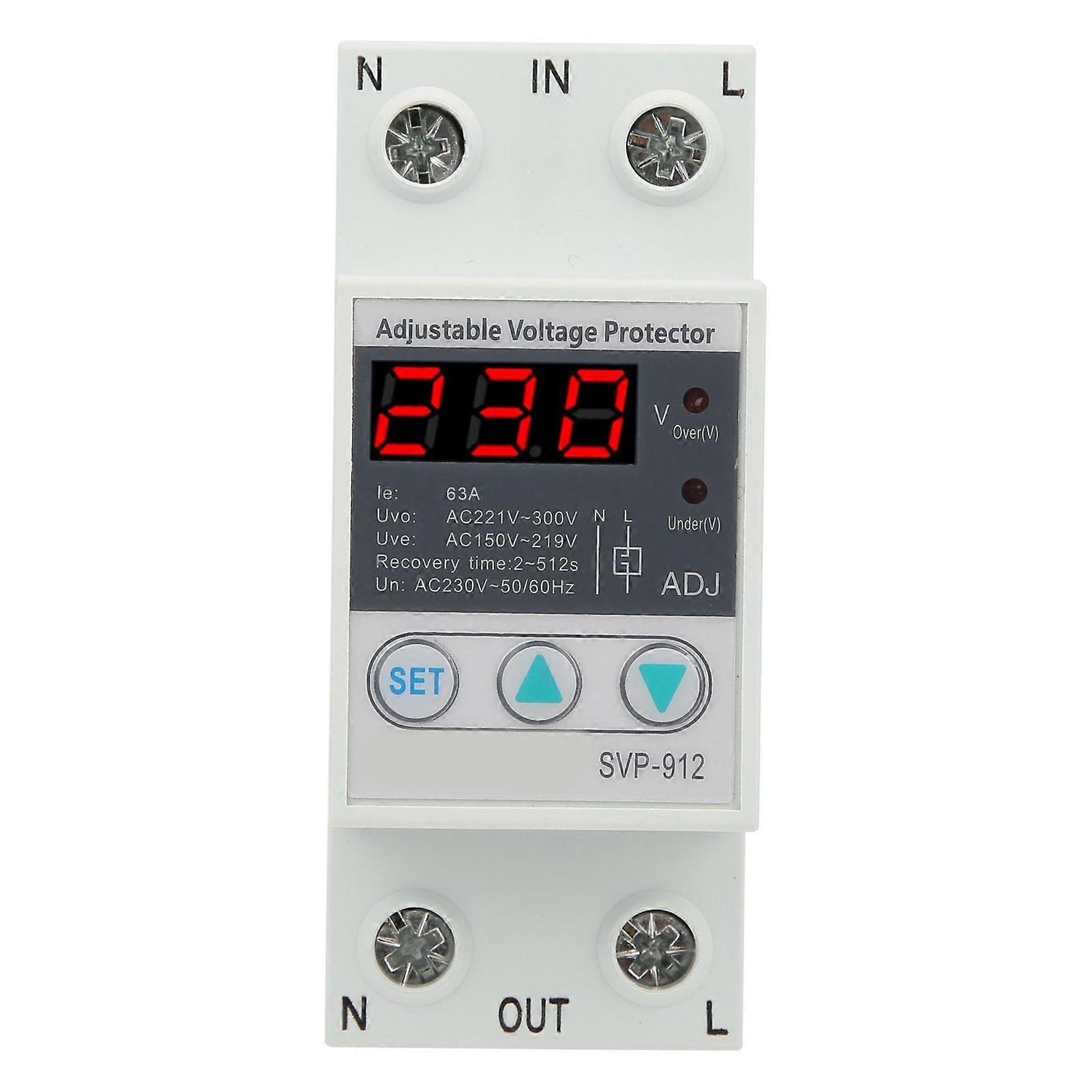 230V Under Over Voltage Protector Adjustable Recovery Protective Relay Voltmeter SVP912