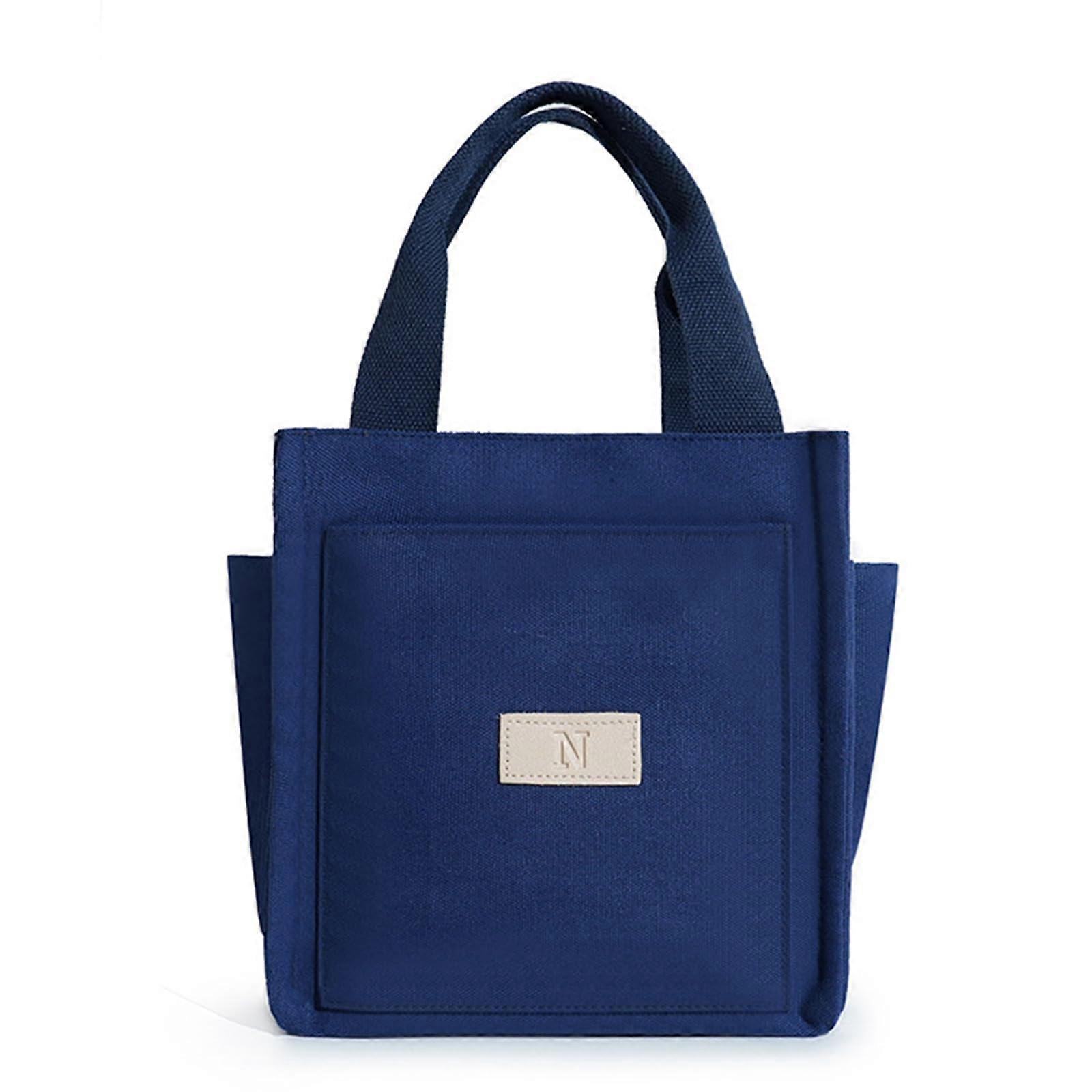 Fashion Handbag Japanese Women's Canvas Purse Casual MultiPocket Handle Work Satchel Bags Deep Blue