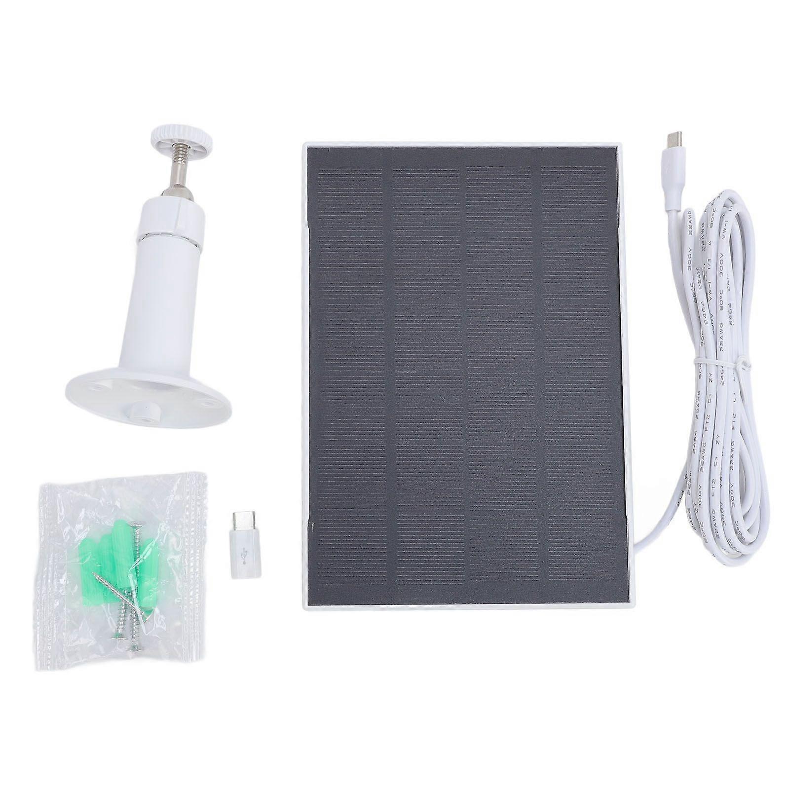 8W Solar Panel for Bird Feeder Camera Type C IP66 Water Proof 360 Degree Mount Doorbell Solar Panel for Rechargeable Battery Cameras White