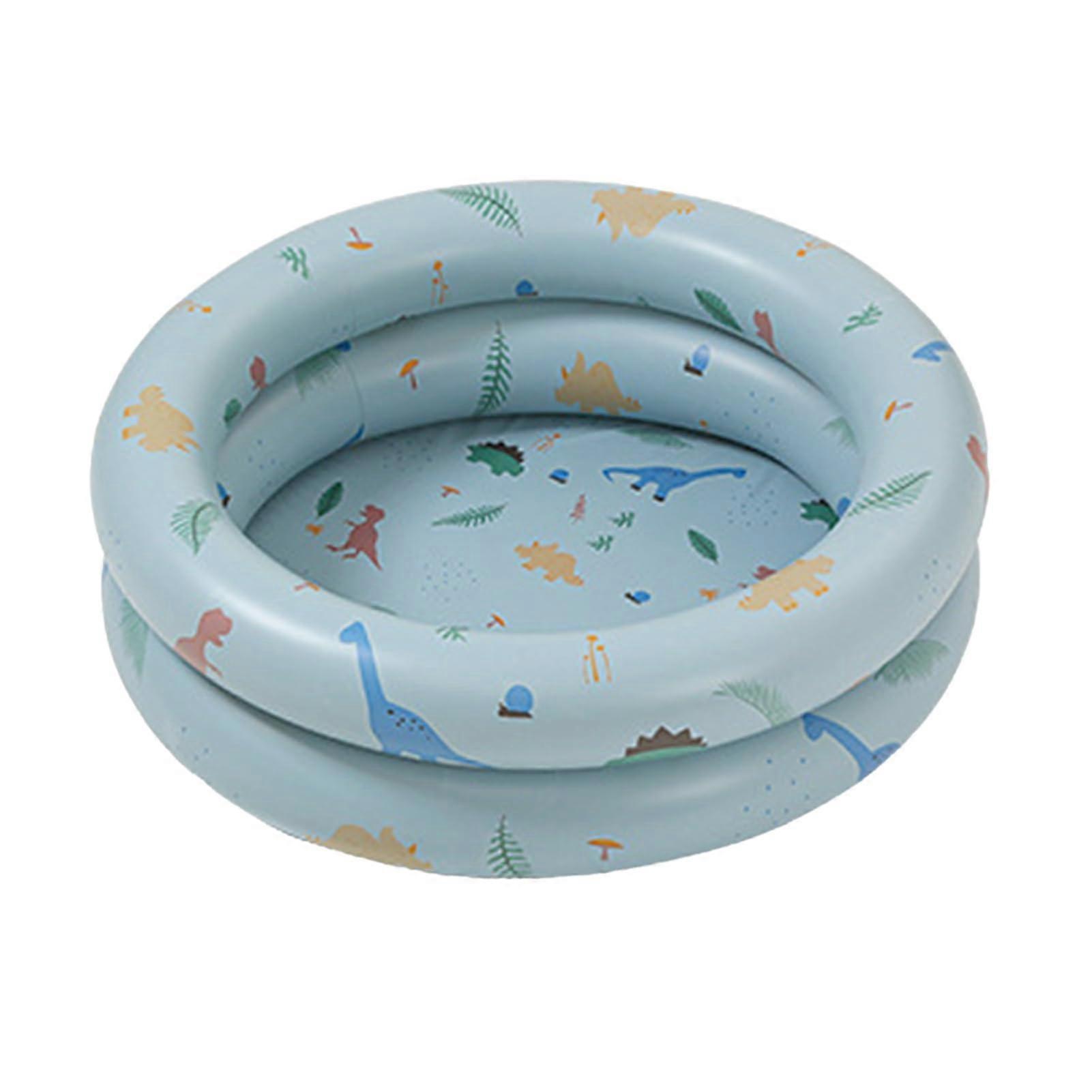 Inflatable Pool Baby, Retro Style, Thickened PVC, Blue Dinosaur Pattern, Family Friendly Pool