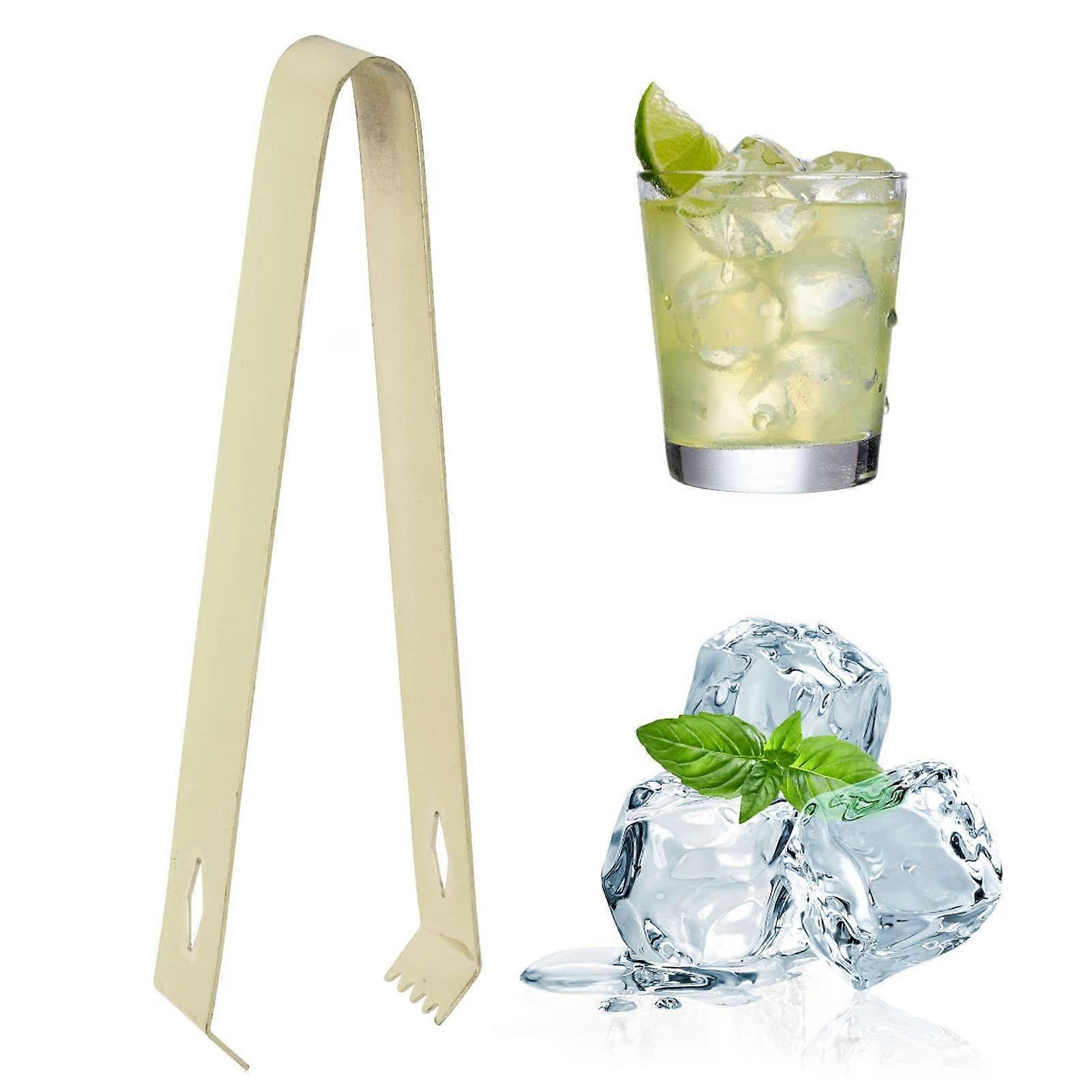 Ice Cube Tongs Stainless Steel Small 17cm Gold Ice Bucket Tongs For Cocktails With Sharp Teeth