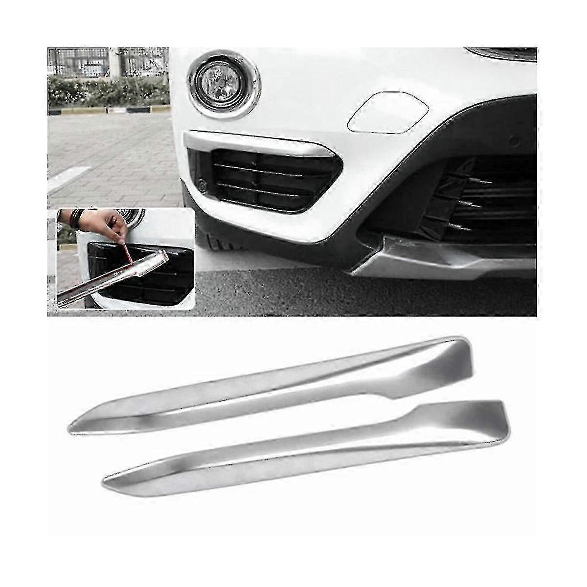 2x Silver Chrome Plated Fog Light Cover Trim Eyebrow For F48 X1 2016-2019