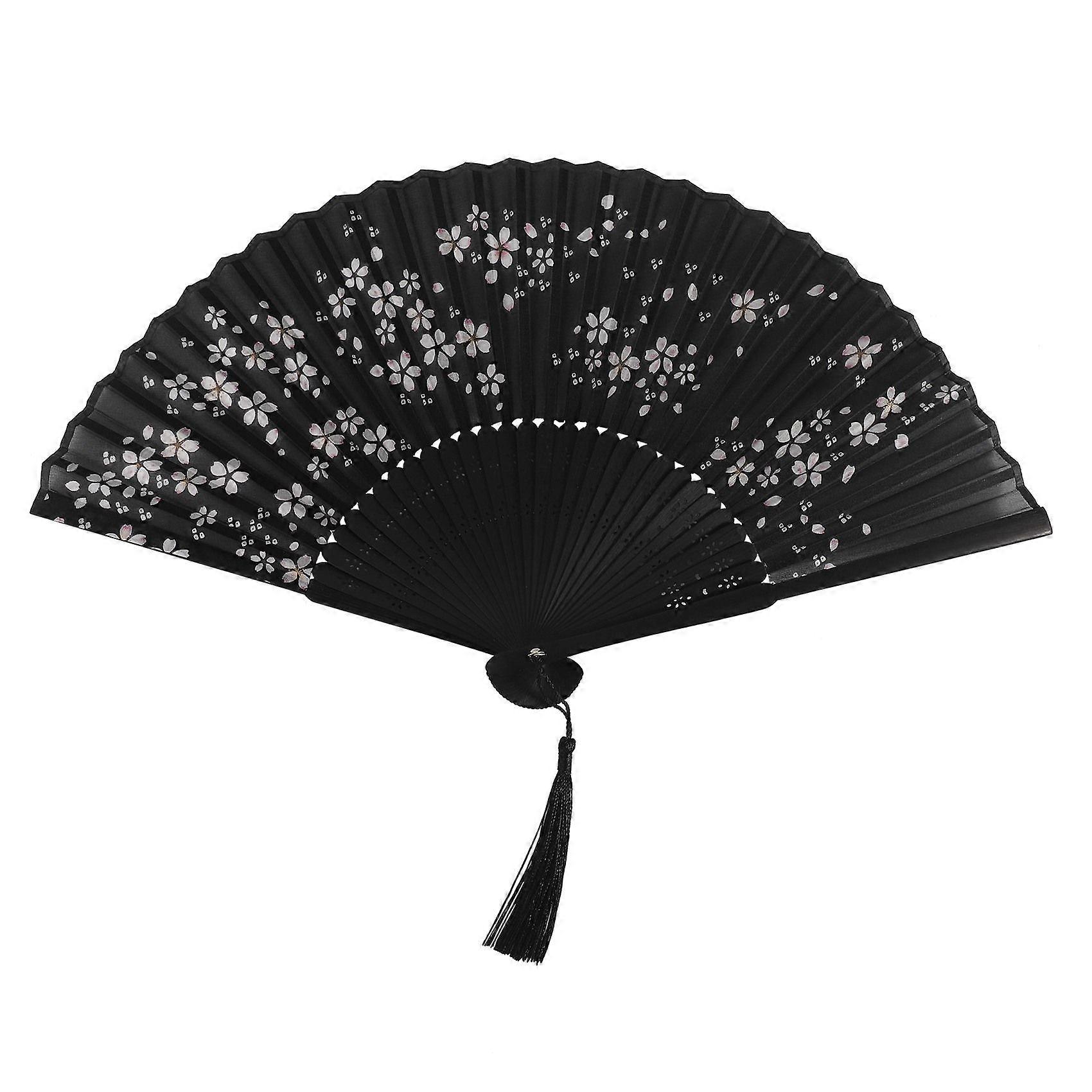 Charming Elegant Modern Woman Handmade Bamboo Silk 8.27 inch(21cm) Folding Pocket Purse Hand Fan, C
