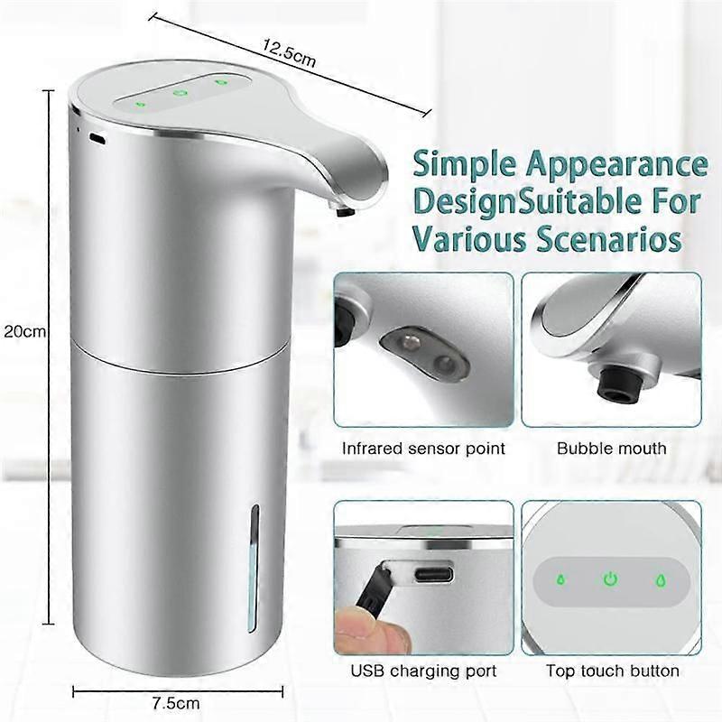 Soap Dispenser Automatic - Touchless USB Rechargeable Electric Foam Soap Dispenser Adjustable Water