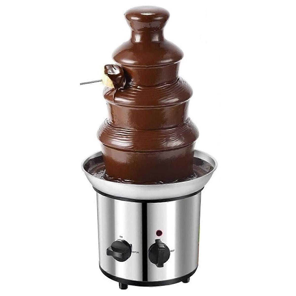 4-Tier Electric Chocolate Fondue Fountain Machine Reusable Melts Cheese Candy Chocolate Fountain Machine for Parties(EU)