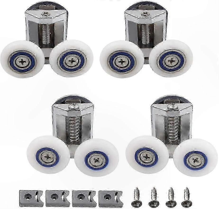 Shower Door Roller Kit, 4 Pack Zinc Alloy Rollers with Top and Knob Design for Smooth Sliding Replacement (26mm)