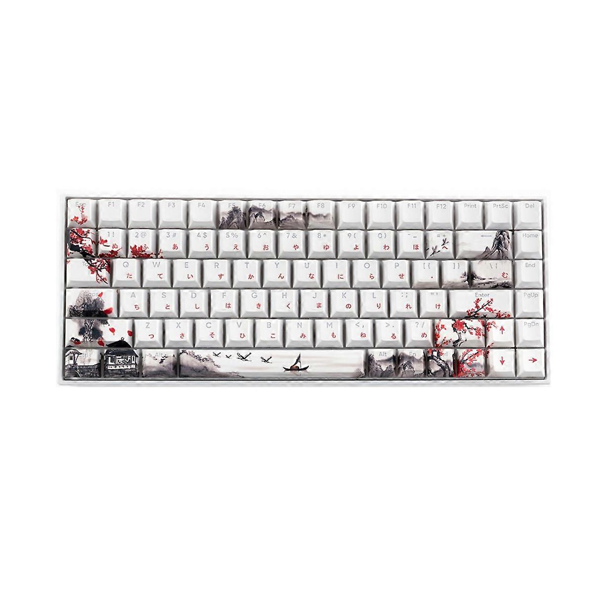 127 Keys PBT Keycaps Japanese Plum-Blossom Custom Keycap Set Dye-Sub Cherry MX Switches for Gamer Mechanical Keyboard