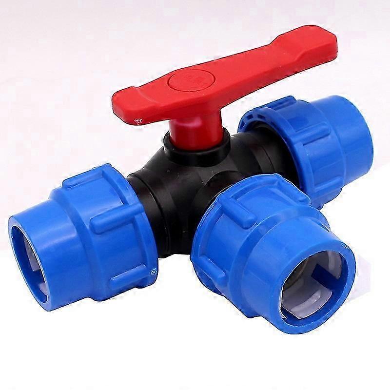 Ball Valve,20/25/32/40/50/63mm PE Pipe Quick Connect PVC Three Way Ball Valve Quick Switch T Joint (Size : 25mm)