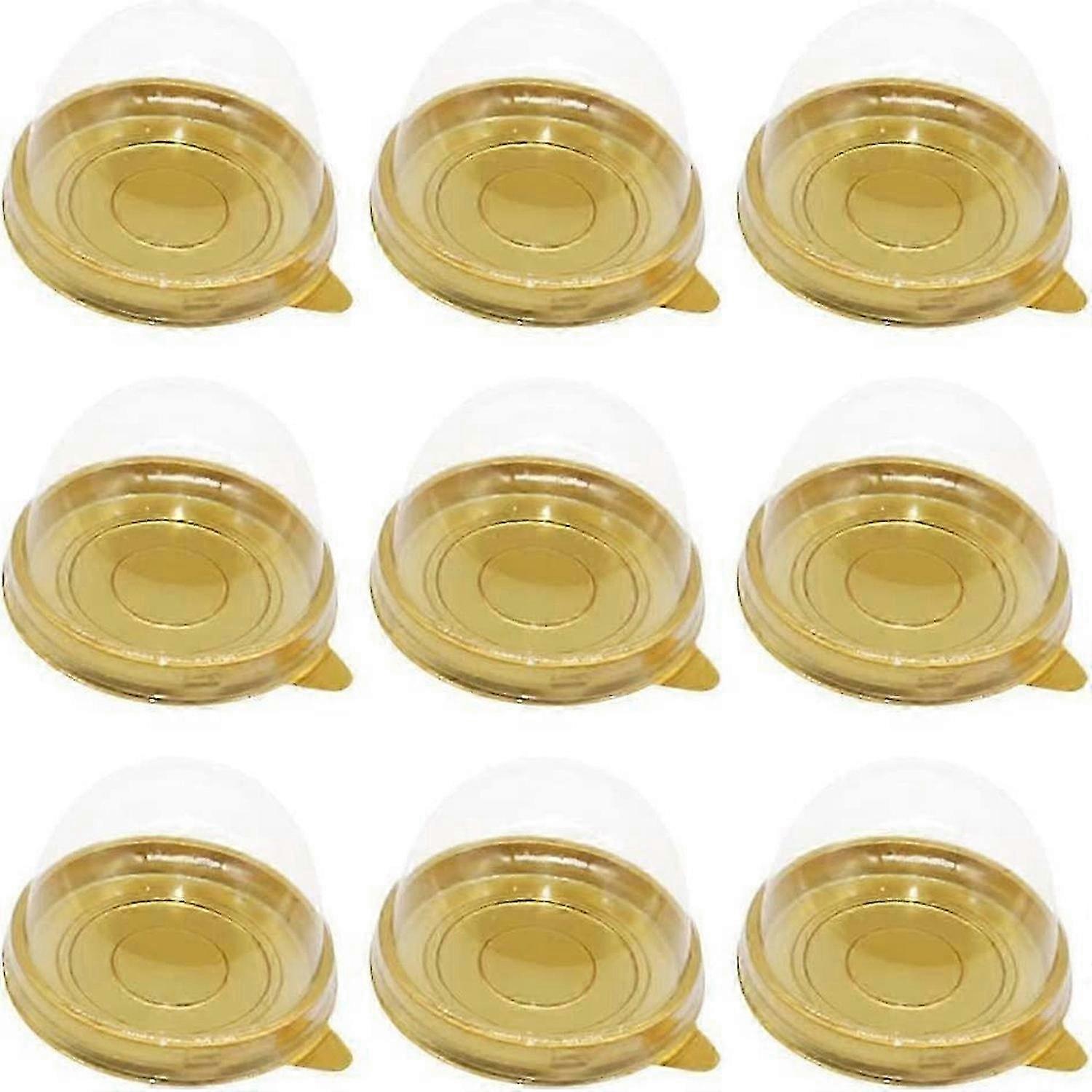 100pcs Round Plastic Transparent Dome Cupcake Boxes Baking Packing Box - Black