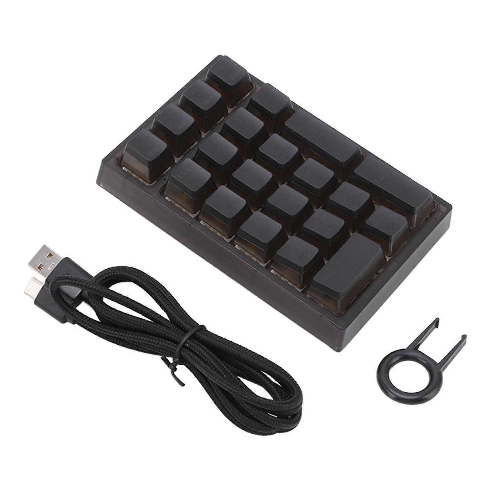 21 Key Numeric Keypad RGB Backlit Ergonomic Small Mechanical Numpad Numeric Keyboard for Laptop Computer Black