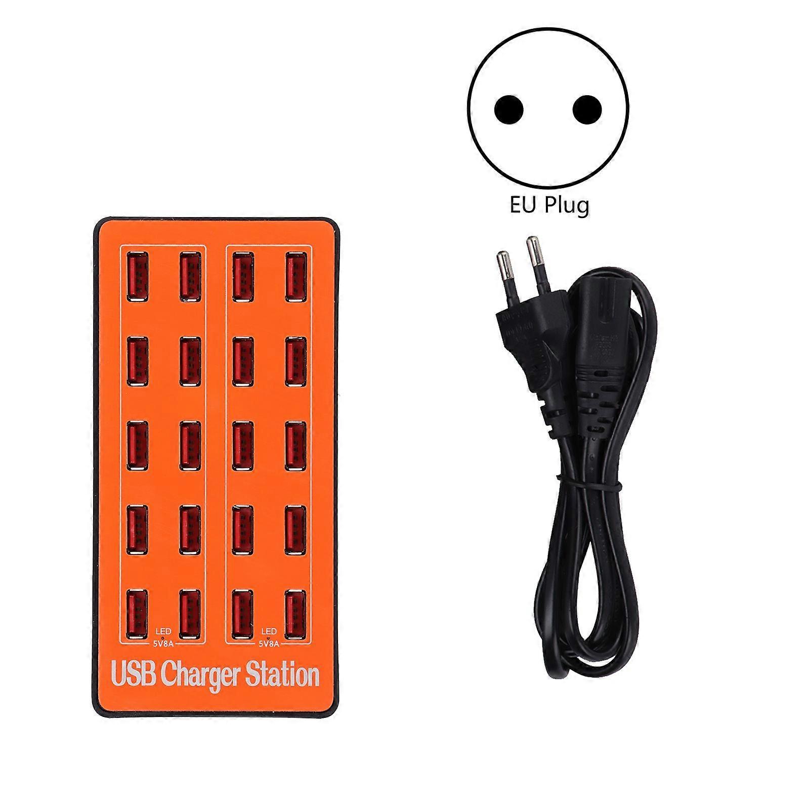 USB Charging Station 20Port Wall Power Fast Smart Charger for Multiple Devices 100240VEU Plug