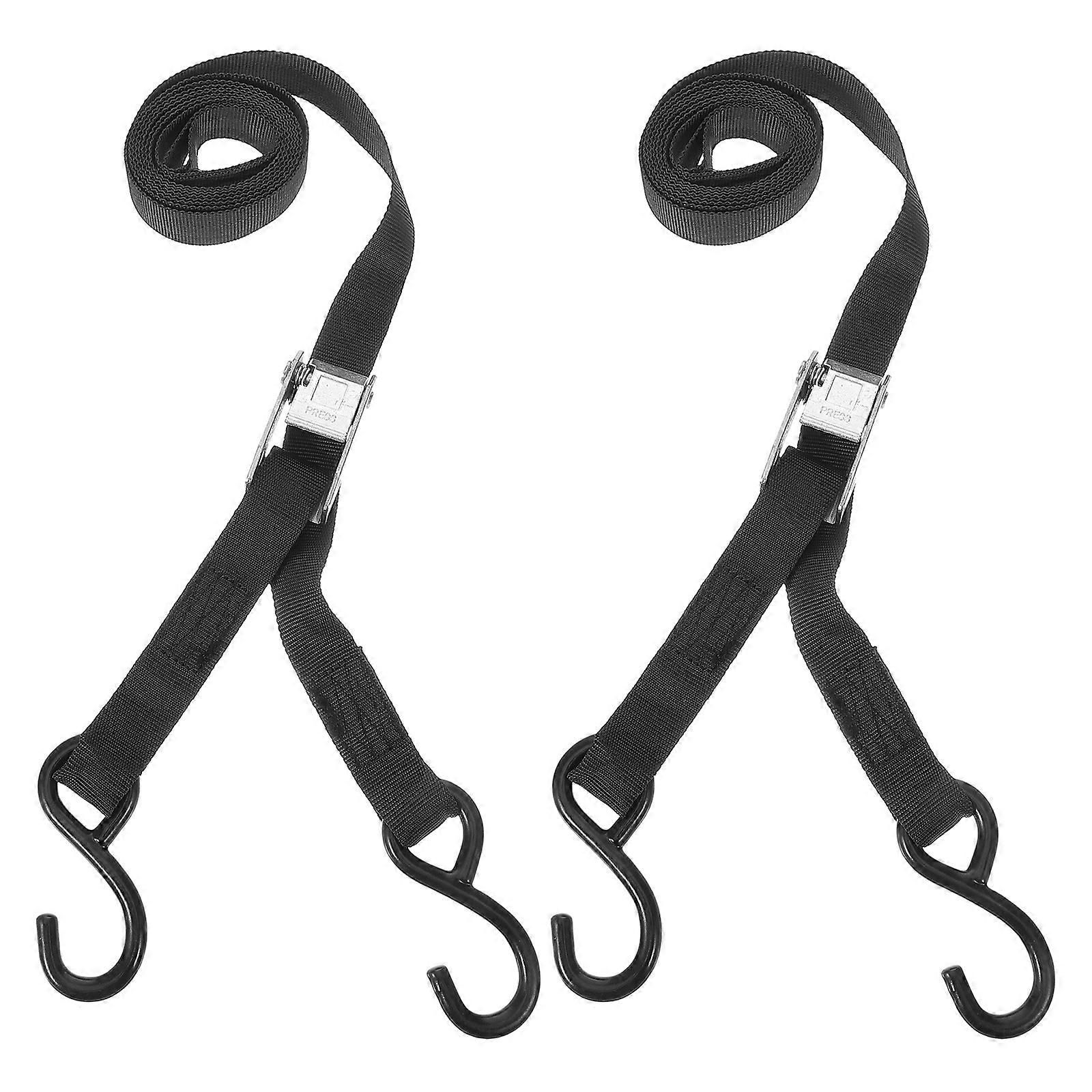 Polyester Tie Down Strap 2Pcs Black Scooter Motorcycle Travel Securing Cargo