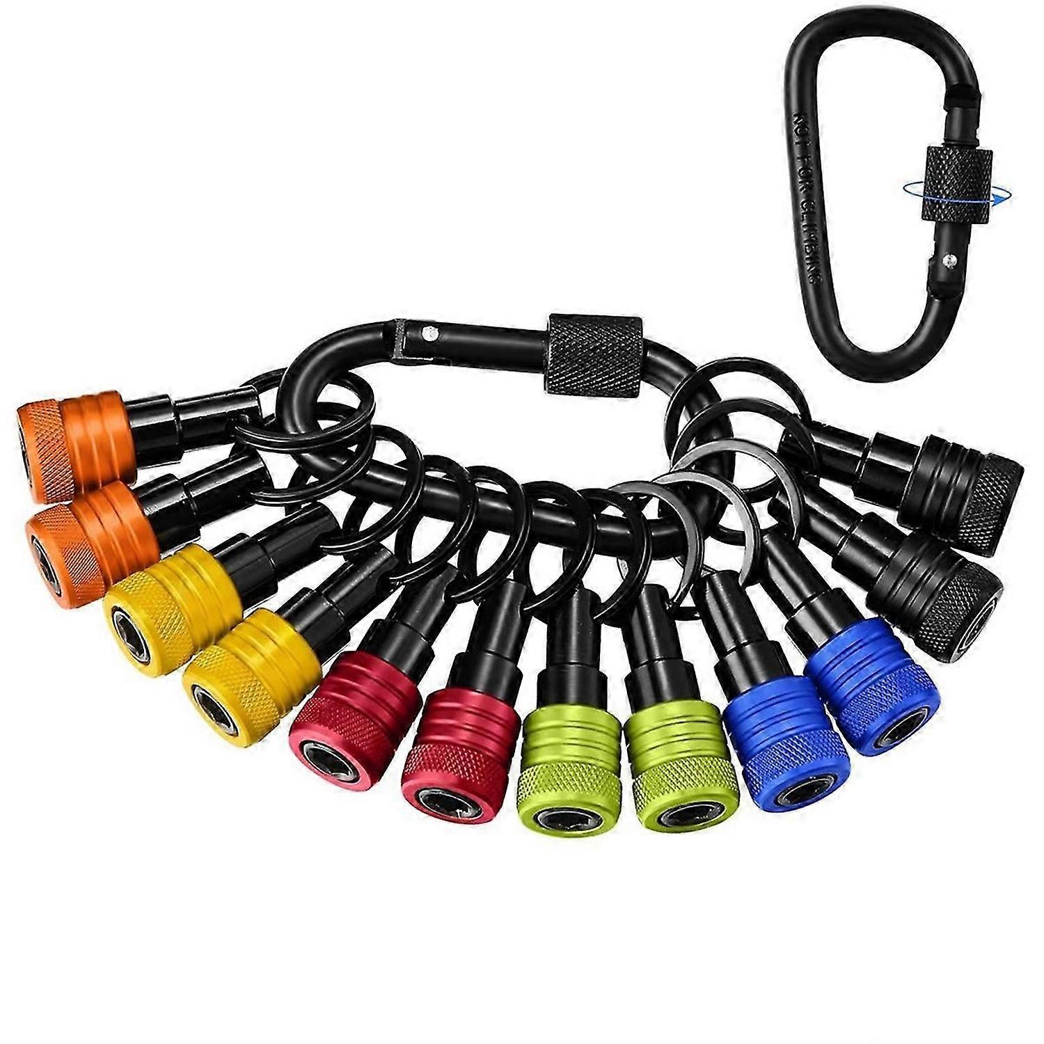 12Pcs Bit Holder Key Chain 1/4Inch Bit Holder Hex Shank Screwdriver Portable Light-Weight Quick-Rele