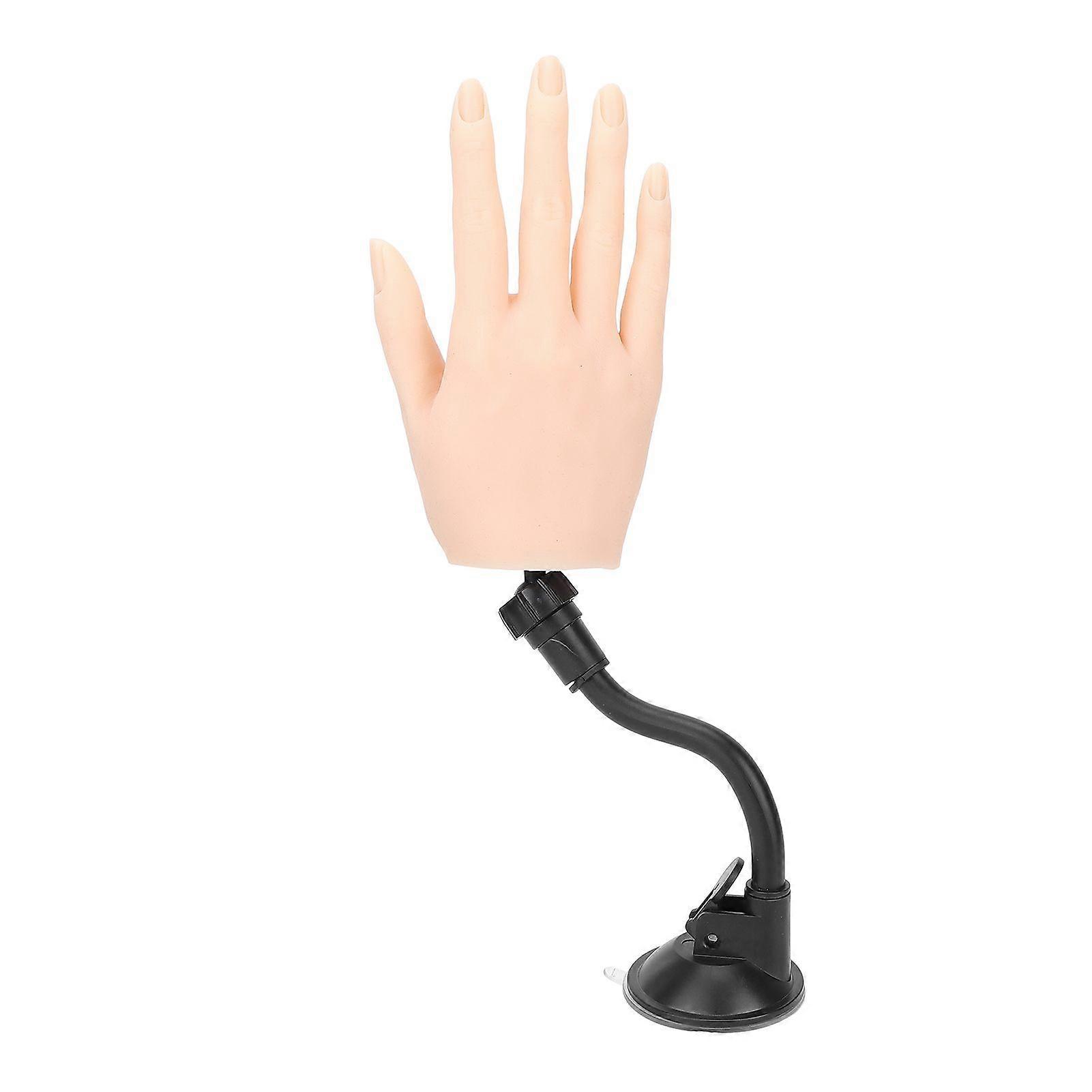 Silicone Nail Art Training Hand Bendable Joints Fake Nail Practice Hand Model with BracketRight