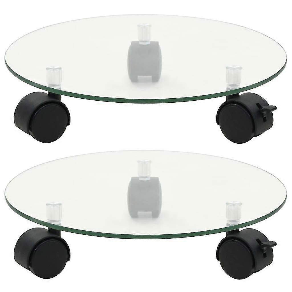Plant Rollers 2 Pcs Tempered Glass 28 Cm Round