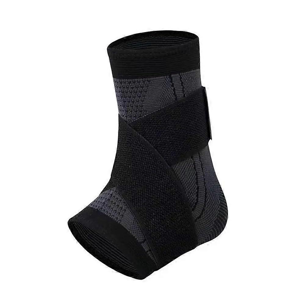 Adjustable Ankle Support Compression Brace for Running Soccer Basketball, XL Black Nylon Knitted Ankle Strap 1PC