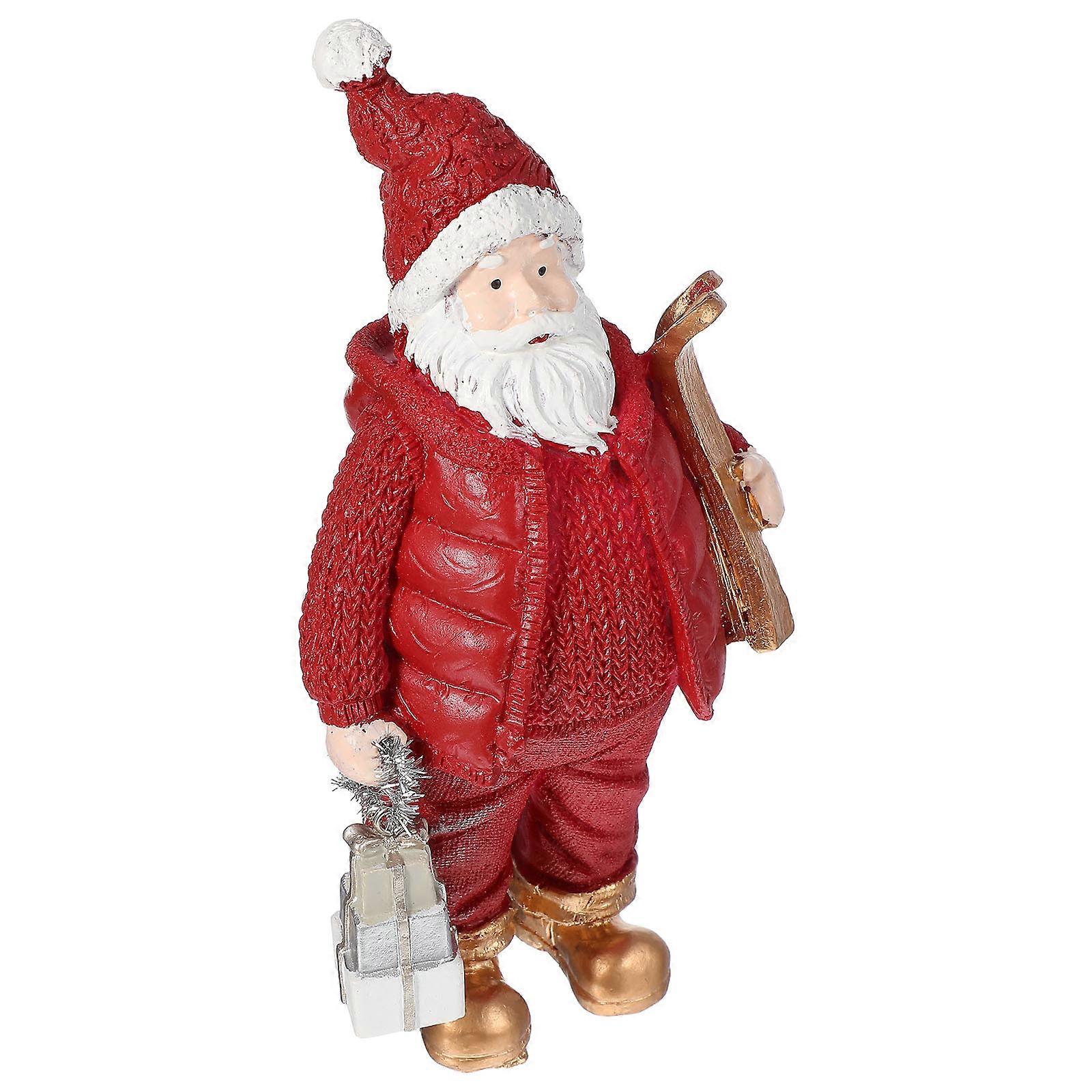 Christmas Santa Claus Resin Figurines for Holiday 2Pcs Table Display