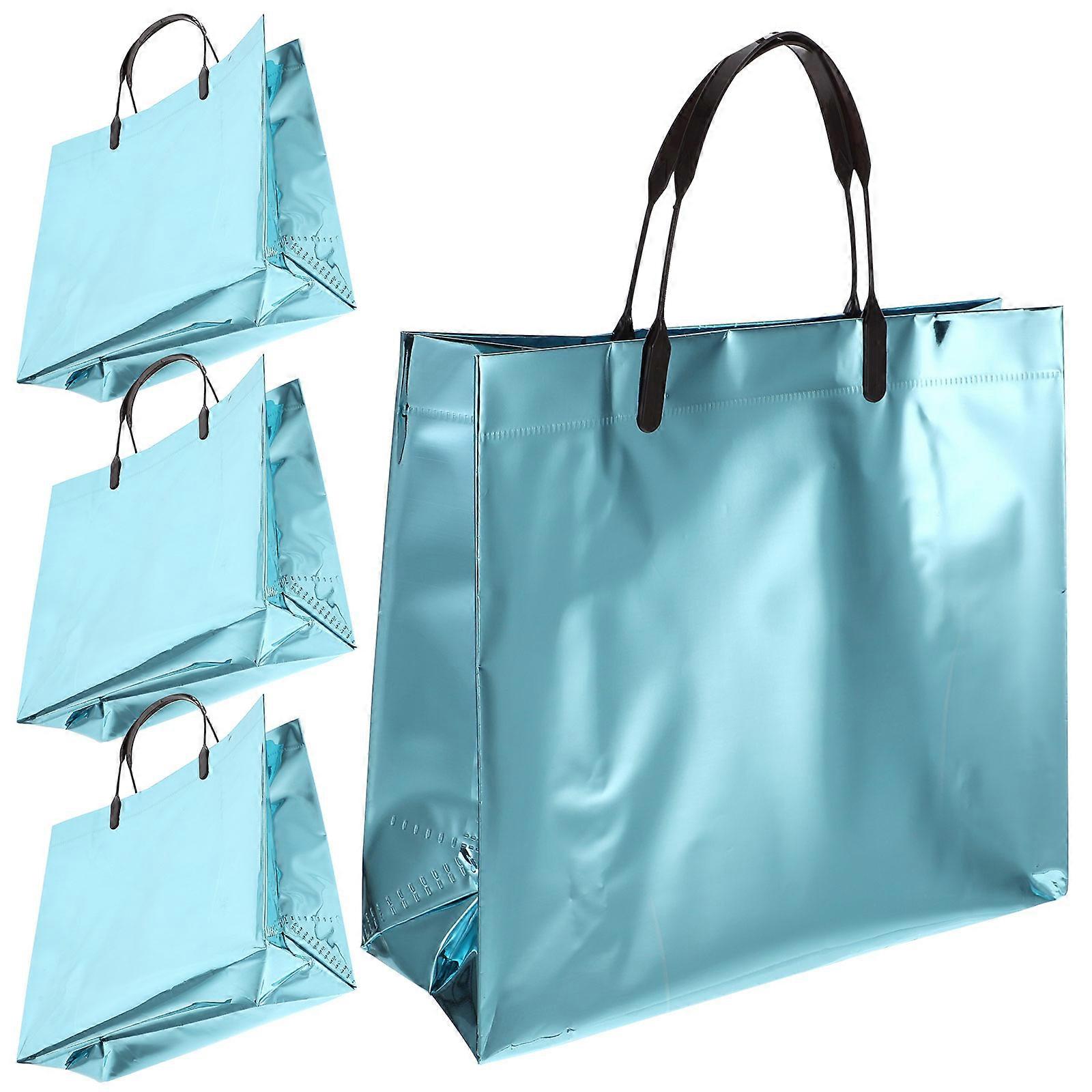 Glossy Tote Bags Reusable Grocery Bag for Storage 12Pcs Blue