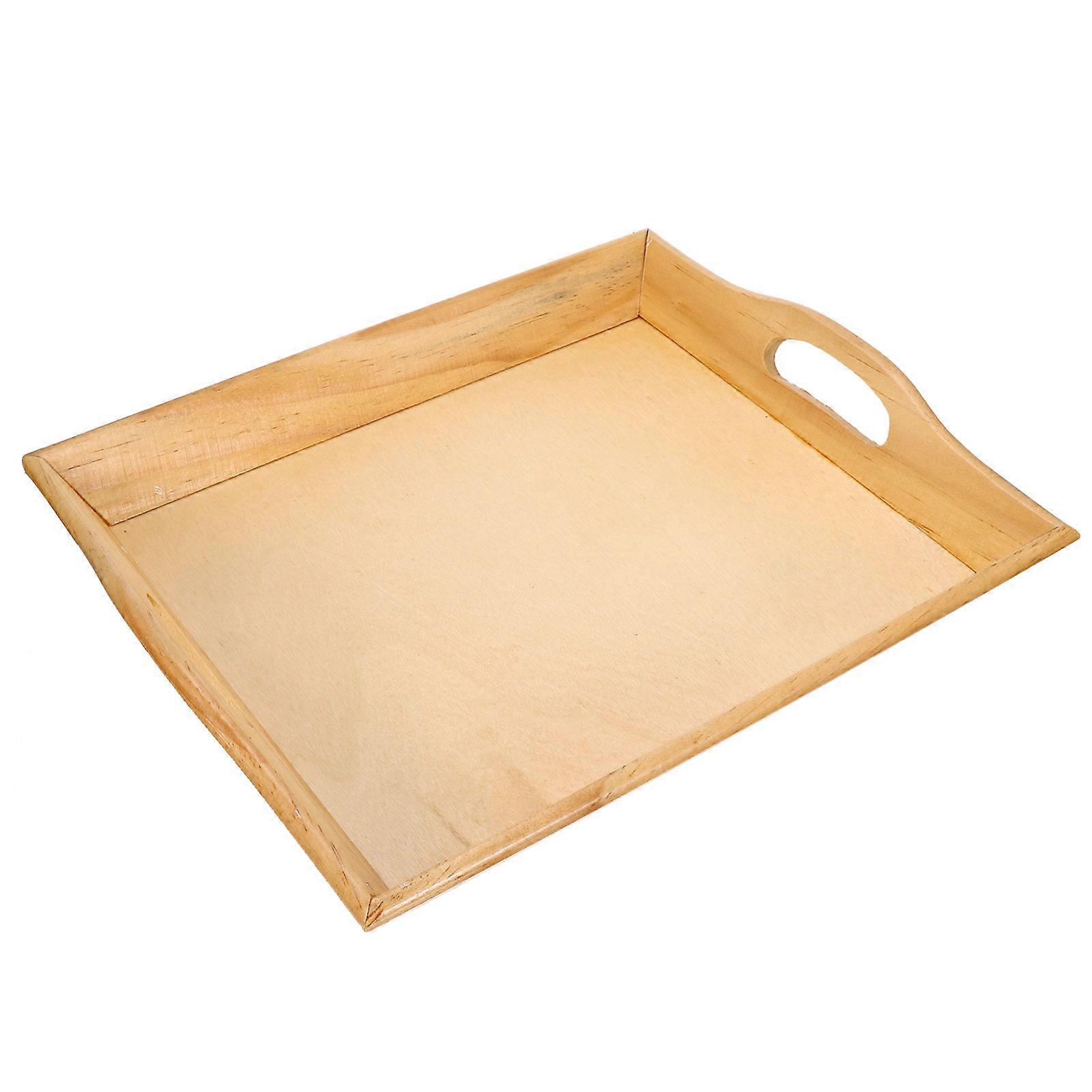 Wood Serving Platter Rectangular Tray for Tea Serving 3Pcs