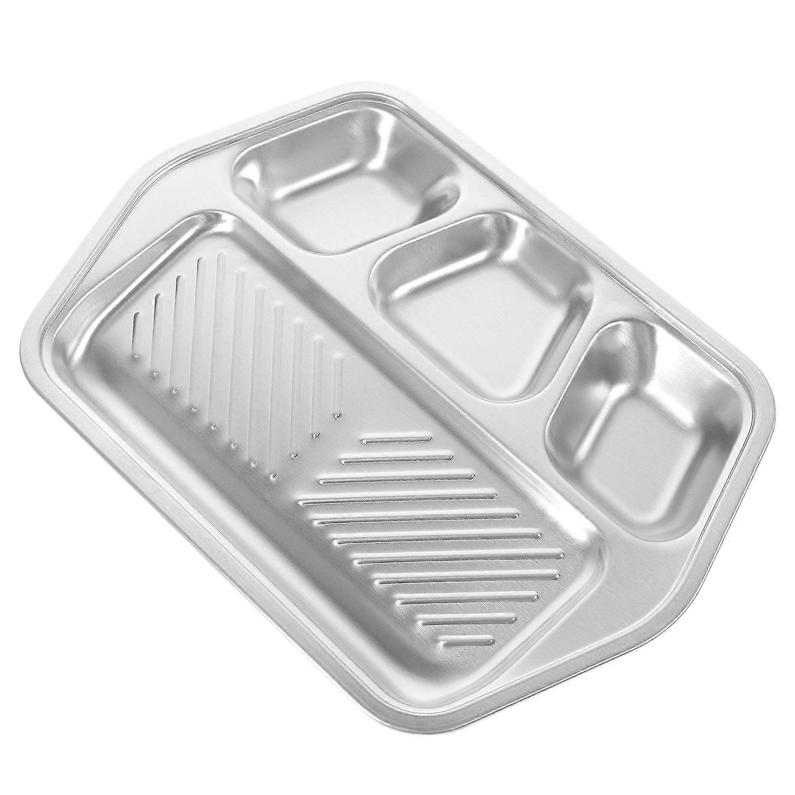 Rectangular 5Pcs Stainless Steel Meat Plate Designed For BBQ Dining Table 23X16.2X2CM Perfect For Serving Various Foods
