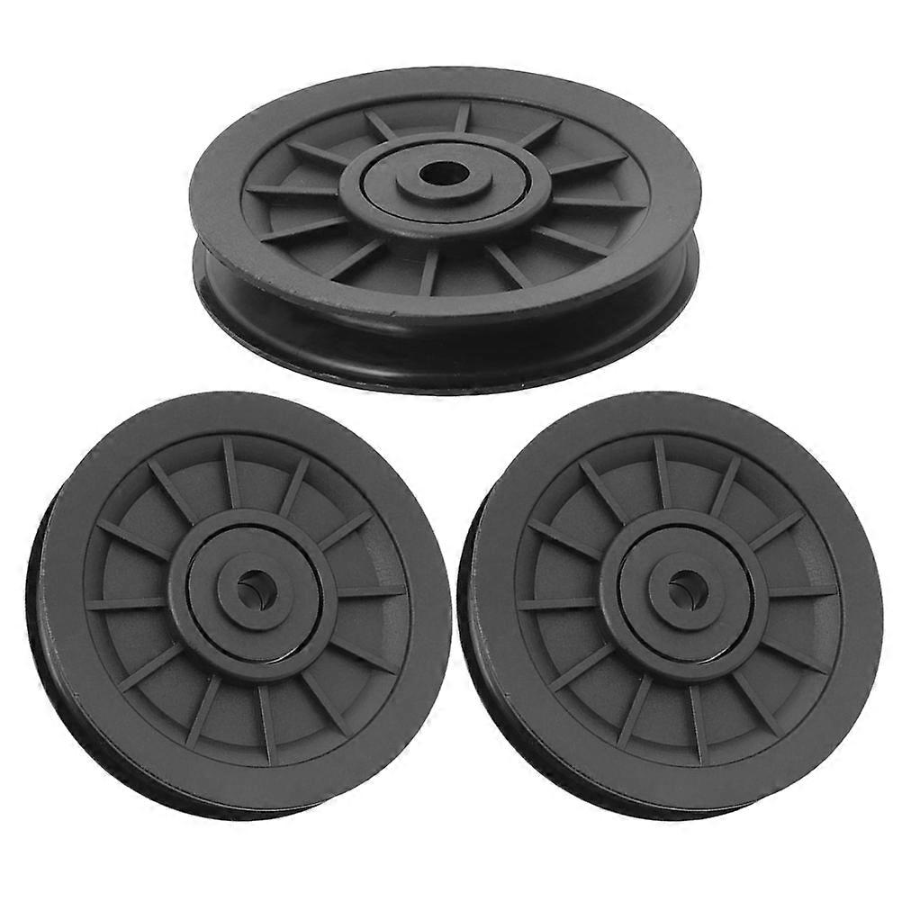 Premium Black Rubber Pulley Wheels Designed For Rowing Machine Accessories With Friction Reduction Features In 10.50X10.50X2.00CM Size 3Pcs