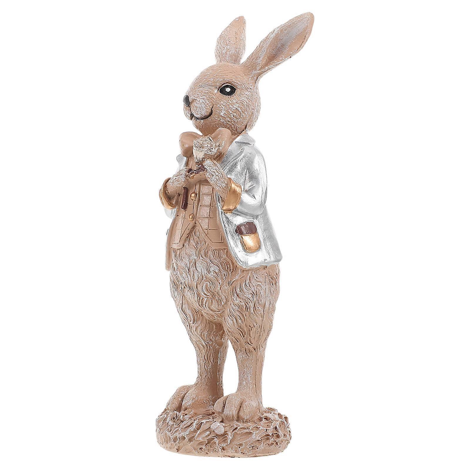 Resin Bunny Statue for Spring Decorations with 3Pcs Figurines