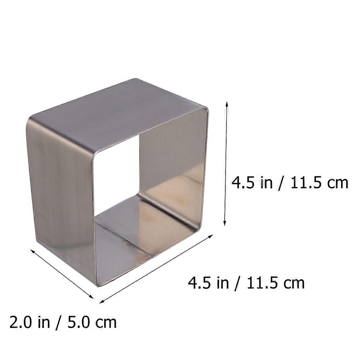 Stainless Steel Mousse Ring Square Cake Cutter for Baking 2Pcs Set Silver