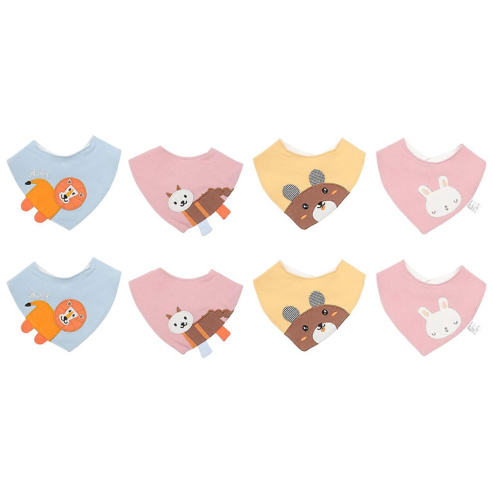16 Pcs Cartoon Kids Bib Reusable Feeding Time Clothing Protector for Babies Triangle Shape