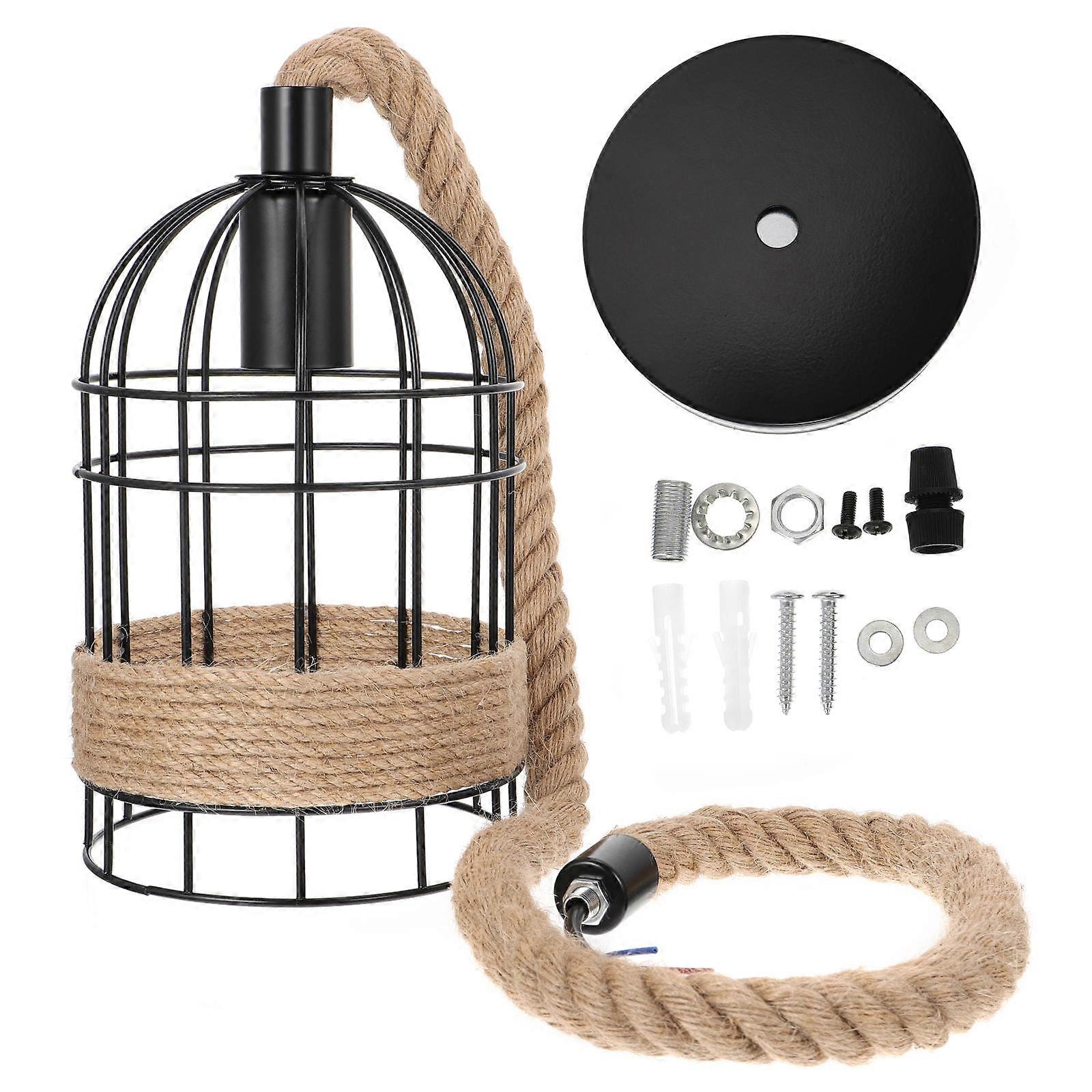 Brown Hemp Rope Chandelier Cover Retro Style for 1Pcs Ceiling Light