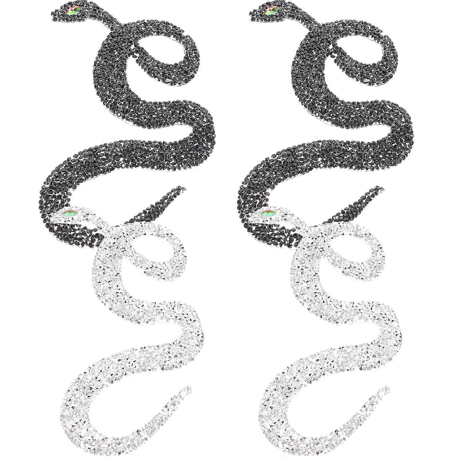 4Pcs Decorative Snake Shaped Applique Rhinestone Patch Assorted Color Suitable For Clothes Hats Bags DIY Projects