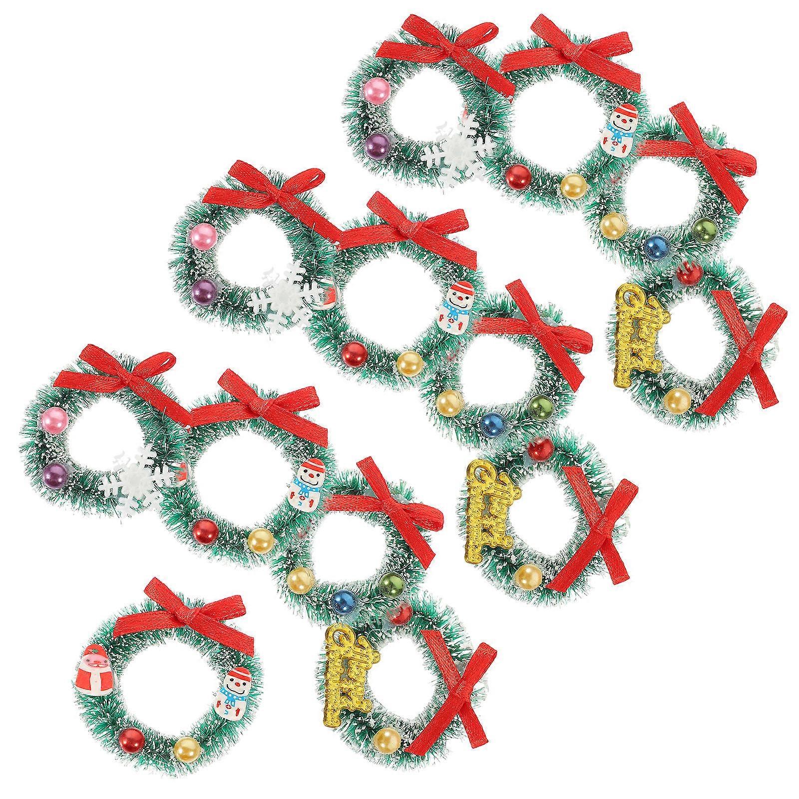 Assorted Color Christmas Mini Wreath for Hanging Decor 100Pcs Resin